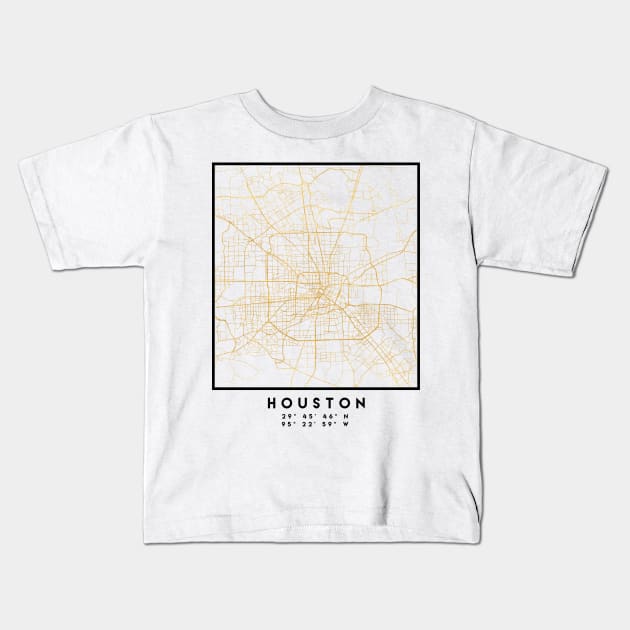 HOUSTON TEXAS CITY STREET MAP ART Kids T-Shirt by deificusArt